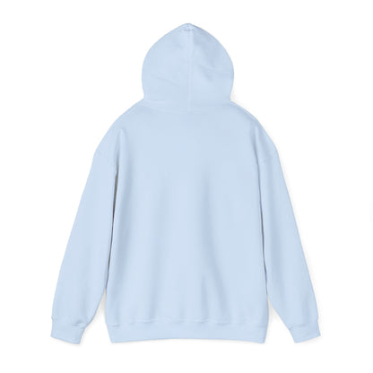 Light blue Gildan hoodie with double-lined hood up