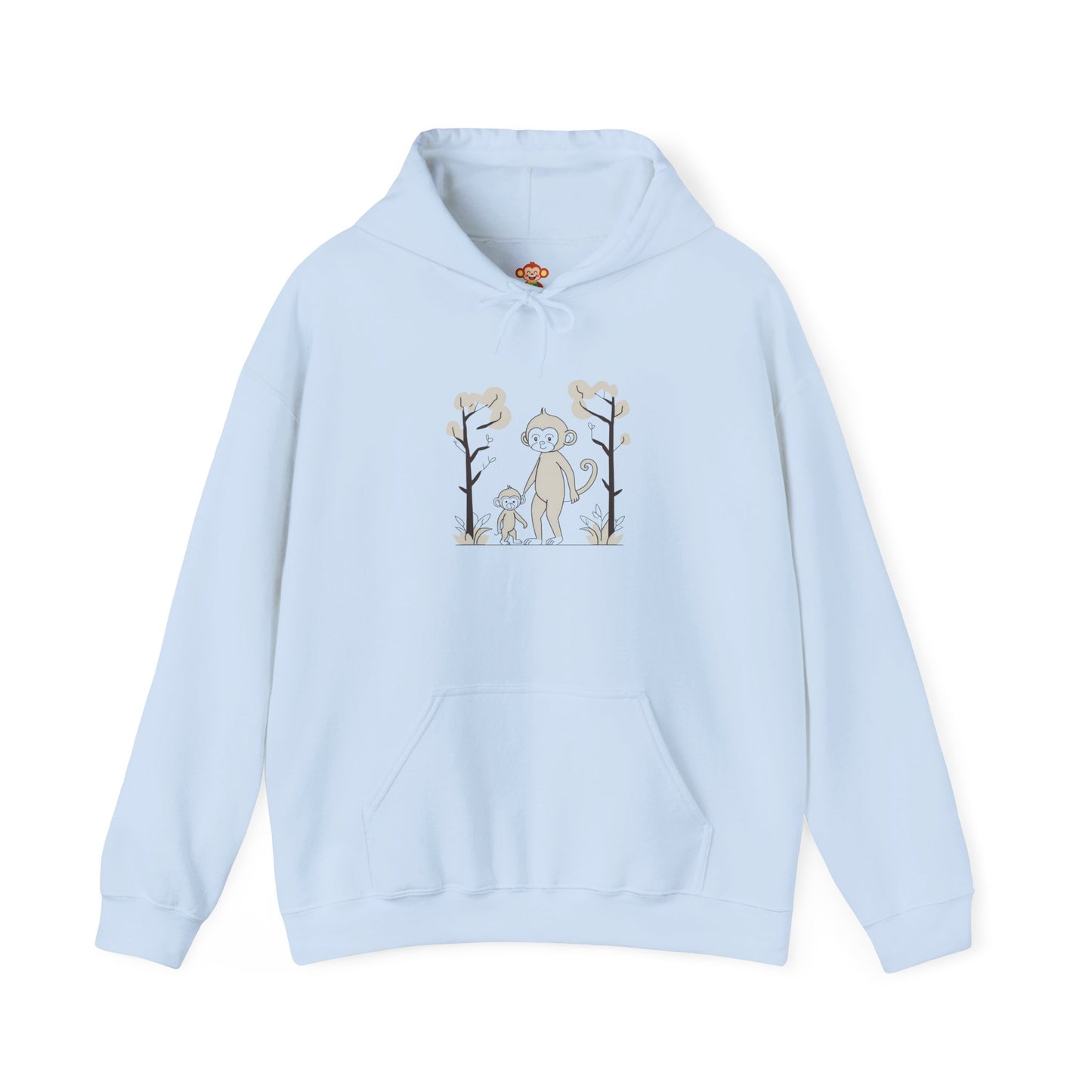 Light blue Gildan hoodie with double-lined hood up