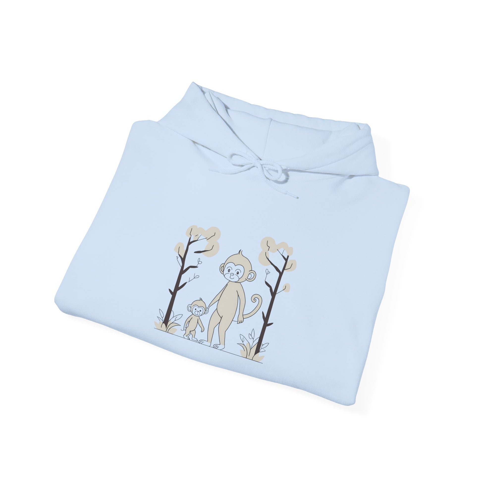 Light blue Gildan hoodie with double-lined hood up