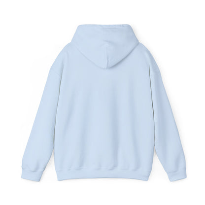 Light blue Gildan hoodie with double-lined hood up