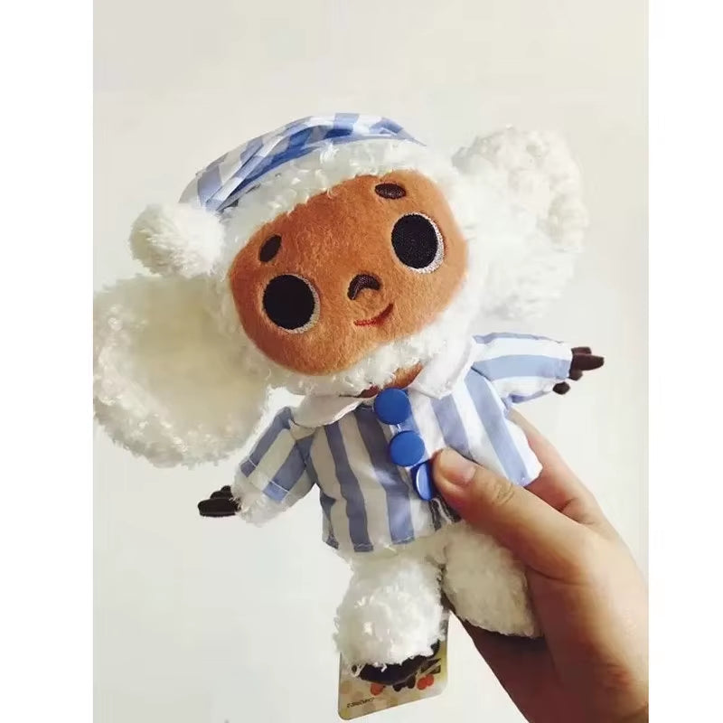 High Quality Cheburashka Plush Toy Big Eyes Monkey with Clothes Doll Russia Anime Baby Kid Sleep Appease Doll Toys for Children