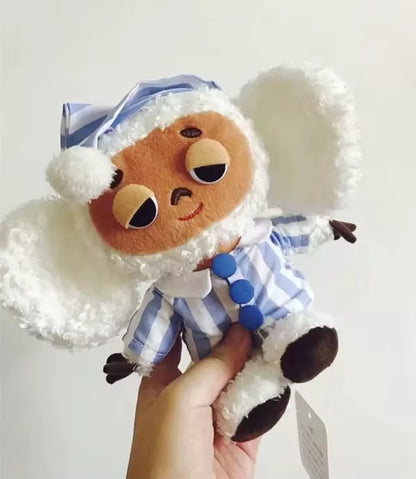 High Quality Cheburashka Plush Toy Big Eyes Monkey with Clothes Doll Russia Anime Baby Kid Sleep Appease Doll Toys for Children