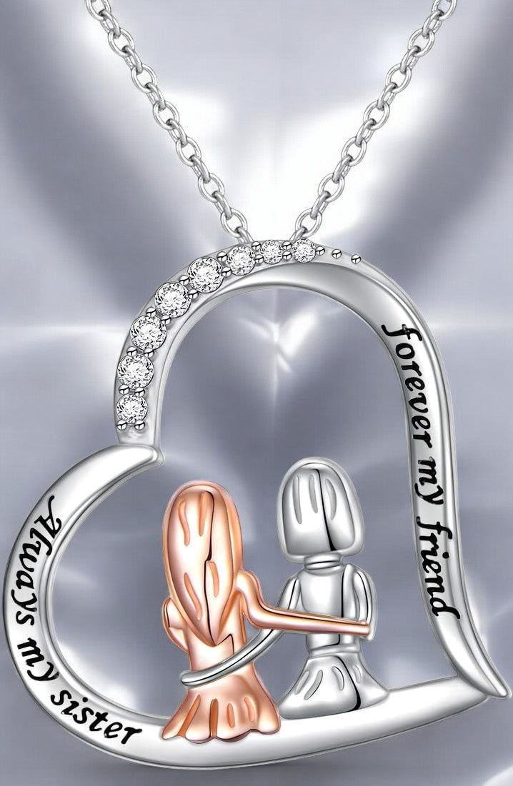 Mother & Daughter Necklace – Sterling Silver Heart Pendant