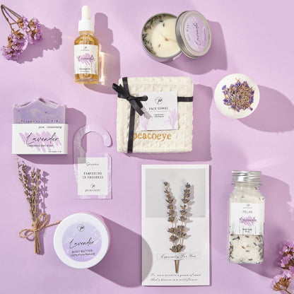 Lavender Escape gift set with moisturizing lotion and bath bomb