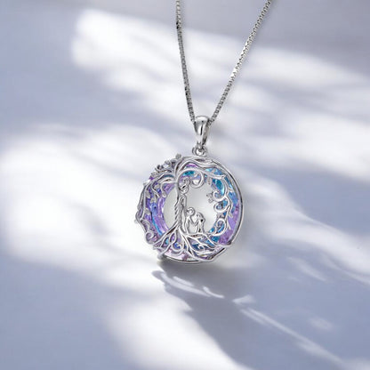 Crystal pendant with symbolic branches and children, gift for mothers