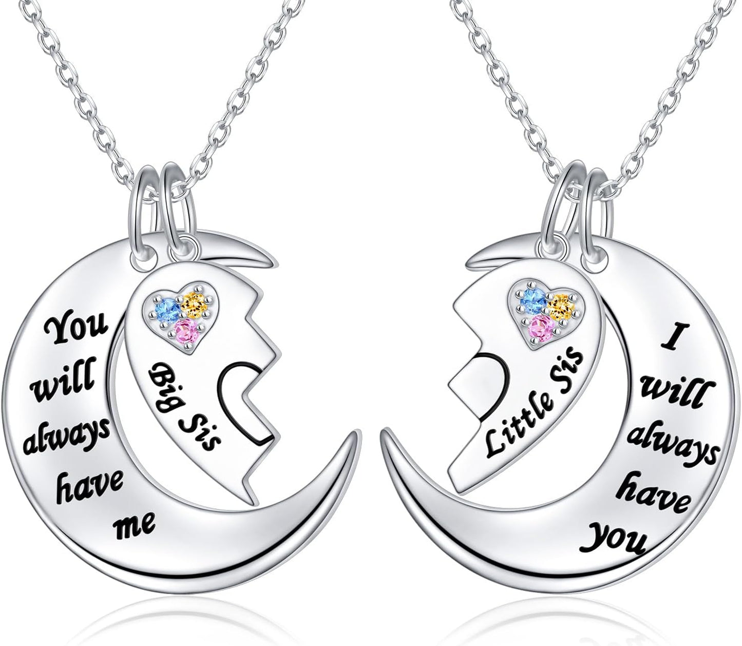 Mother & Daughter Necklace – Sterling Silver Heart Pendant