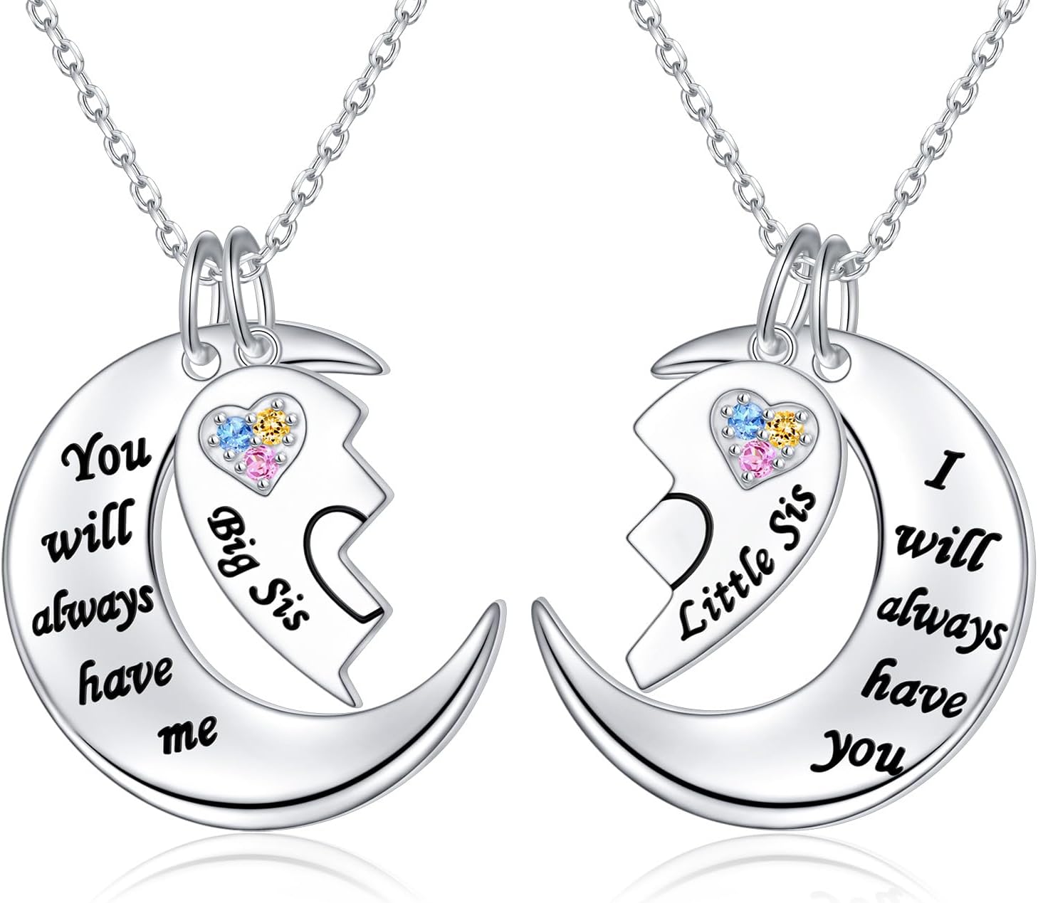 Mother & Daughter Necklace – Sterling Silver Heart Pendant