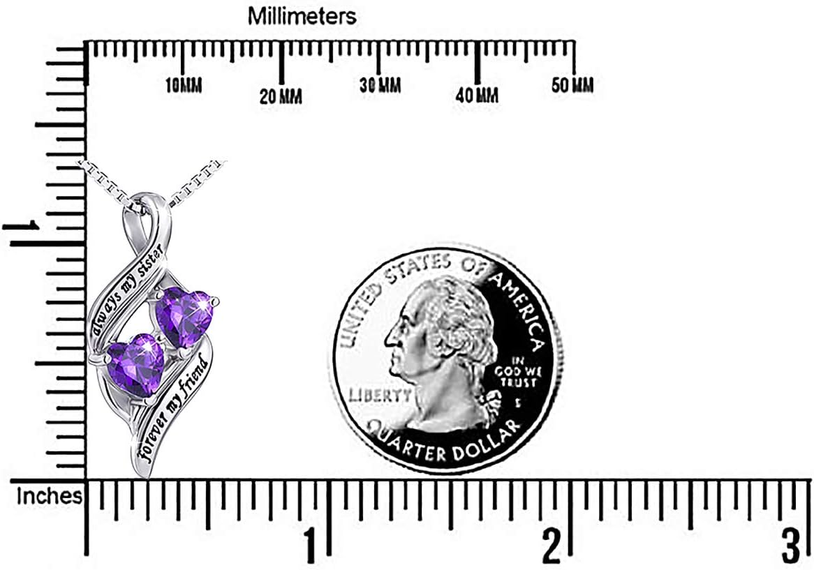 Necklace size comparison chart showing length and pendant dimensions